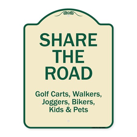 Signmission Designer Series Sign-Share The Road, Tan & Green Heavy-Gauge Aluminum, 24" x 18", TG-1824-9892 A-DES-TG-1824-9892